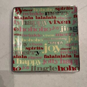 Vintage Swell metallic Christmas words square plate. EUC! Super cute!